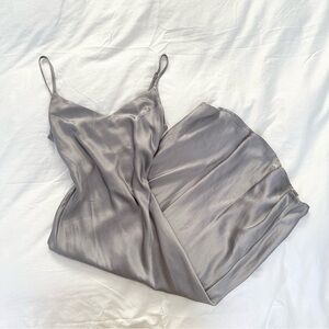 OAK + FORT Silver Satin Slip Dress